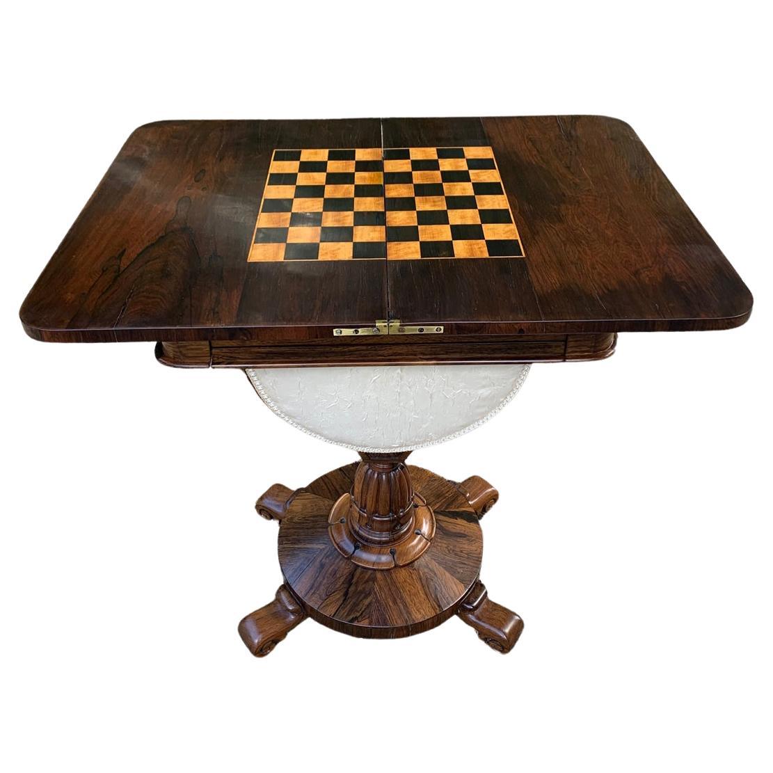 19th Century William IV Rosewood Fold-Over Chess Table