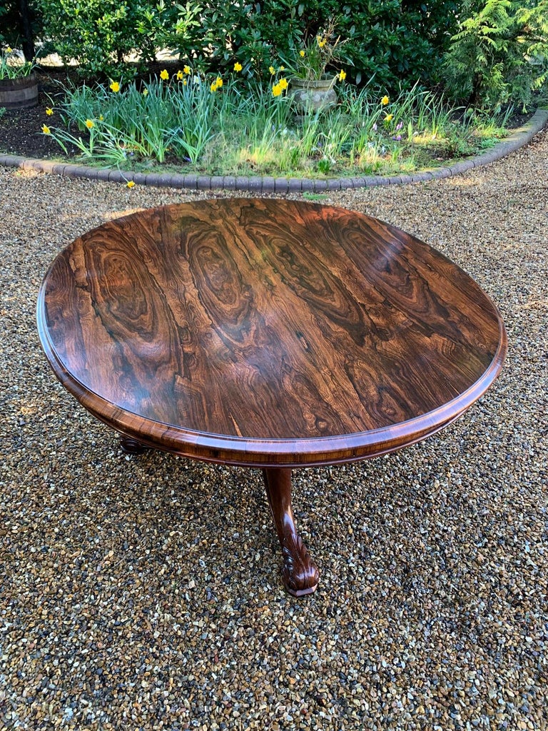 19th Century William IV Rosewood Oval TiltTop Dining Table For Sale at