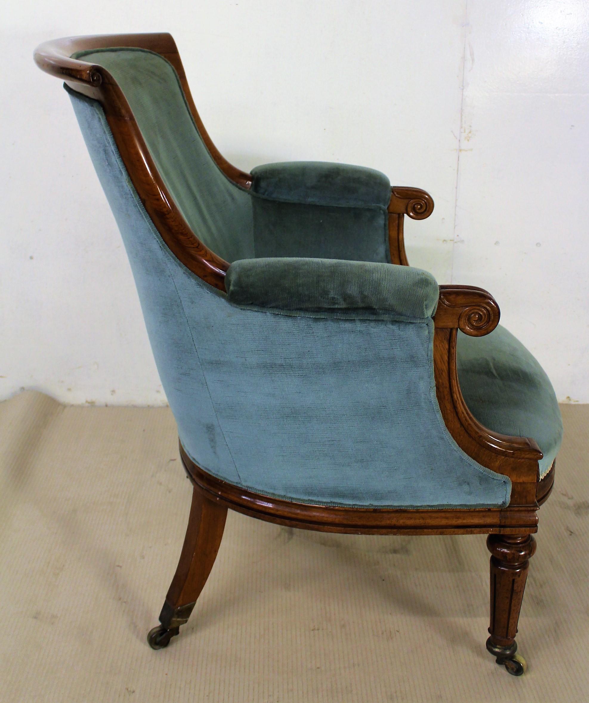 19th Century William IV Rosewood Upholstered Bergere Library Armchair 7