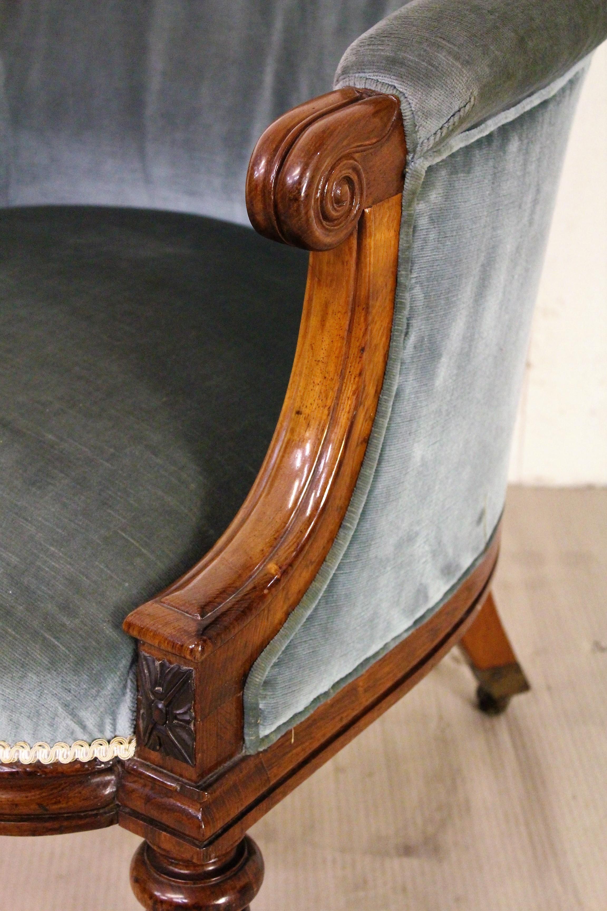 19th Century William IV Rosewood Upholstered Bergere Library Armchair 4