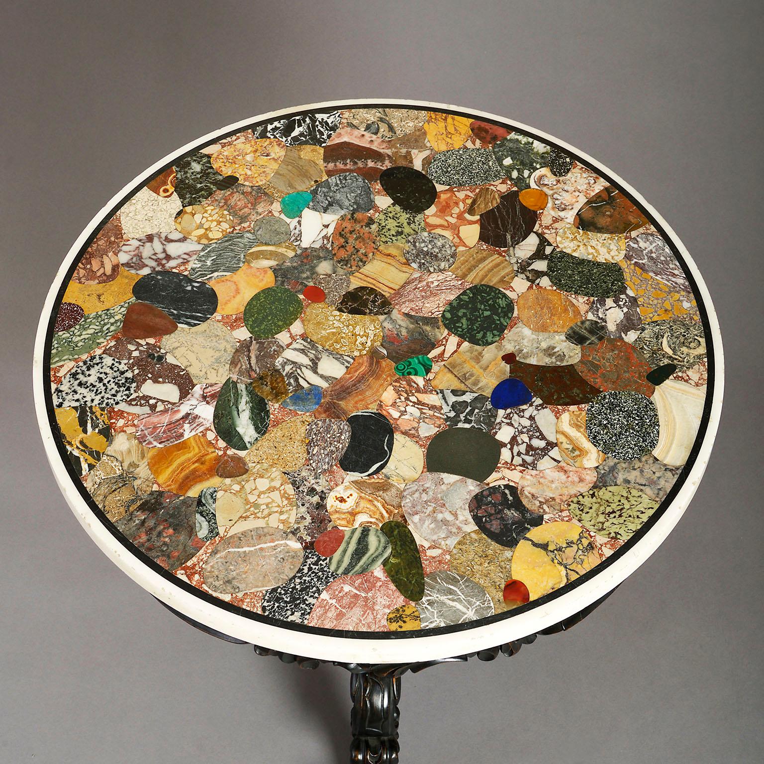 Ebonized 19th Century William IV Specimen Marble Centre Table