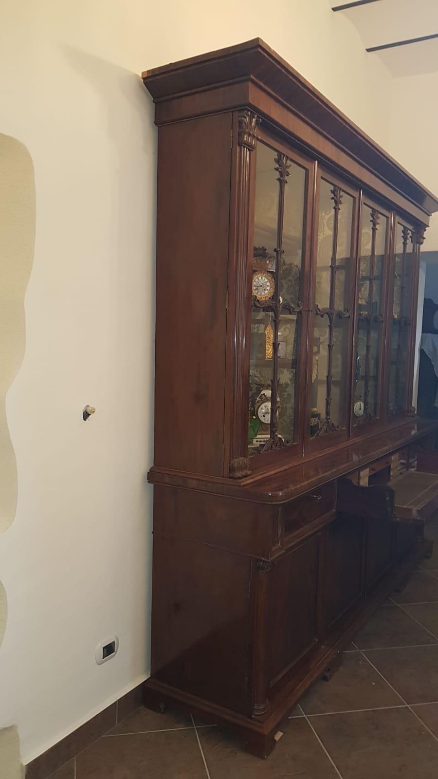 19th Century William IV Wood Mahogany Bookcase Secretaire, 1830s In Good Condition For Sale In Roma, RM