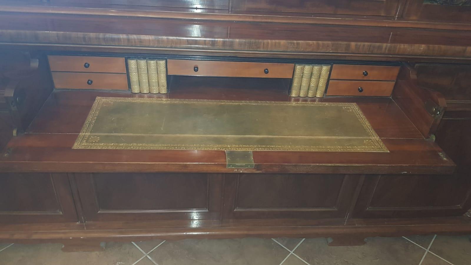 19th Century William IV Wood Mahogany Bookcase Secretaire, 1830s For Sale 3