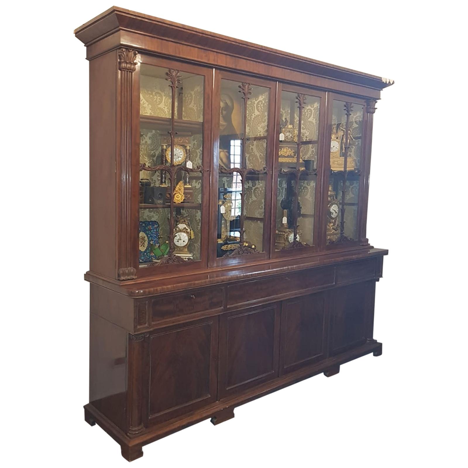 19th Century William IV Wood Mahogany Bookcase Secretaire, 1830s For Sale