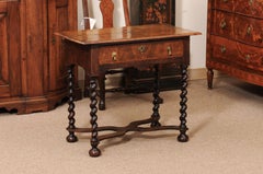 19th Century William & Mary Style Walnut Barley Twist Lowboy with 1 Drawer