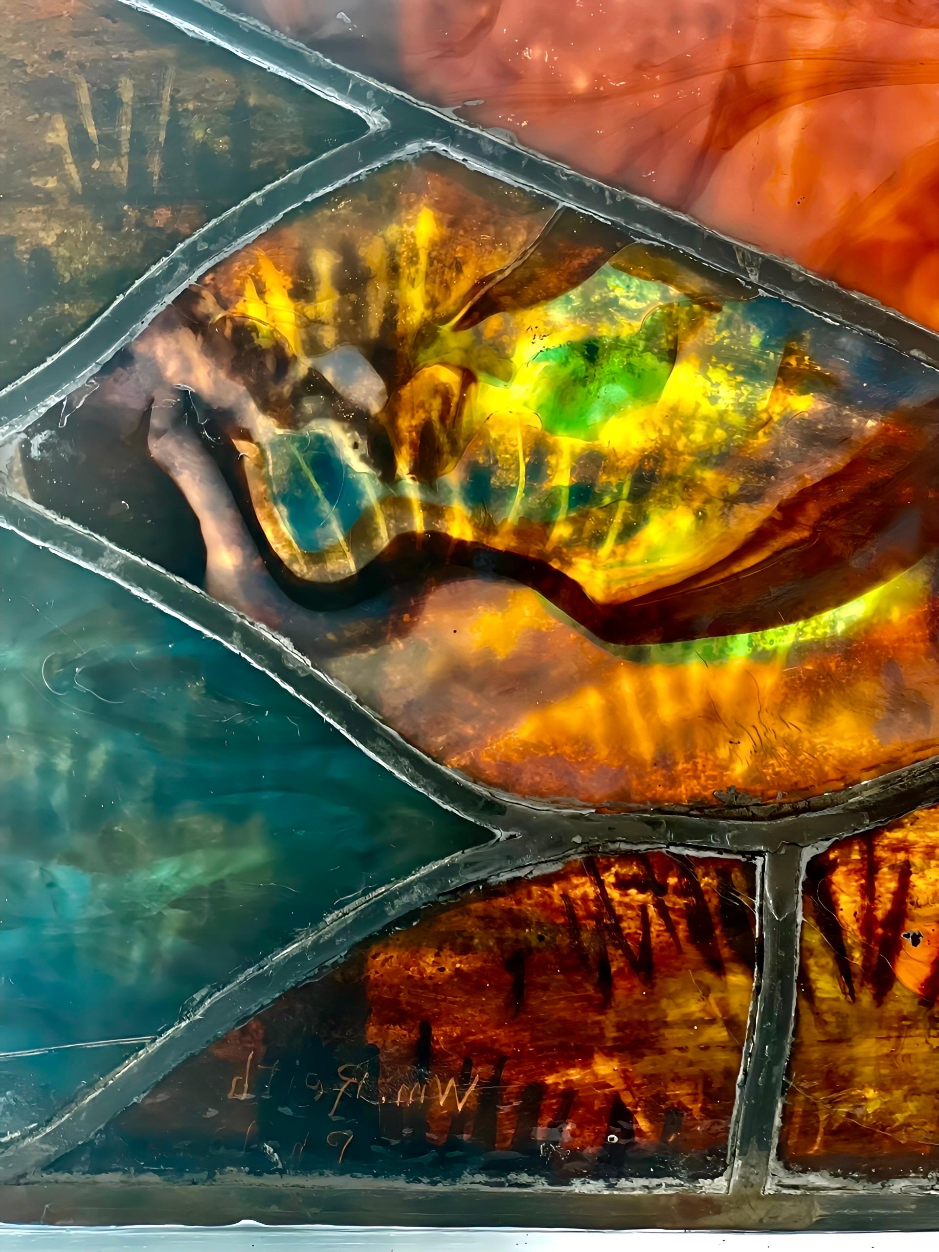 William Reith Buntglas- Kirchenfensterpaneel oder Transom aus dem 19. Jahrhundert im Angebot 6