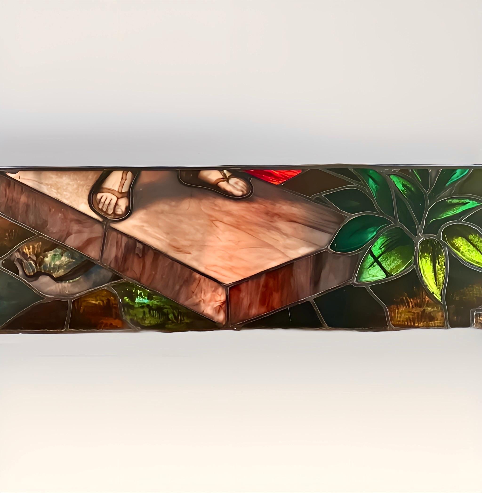 William Reith Buntglas- Kirchenfensterpaneel oder Transom aus dem 19. Jahrhundert (Nordamerikanisch) im Angebot
