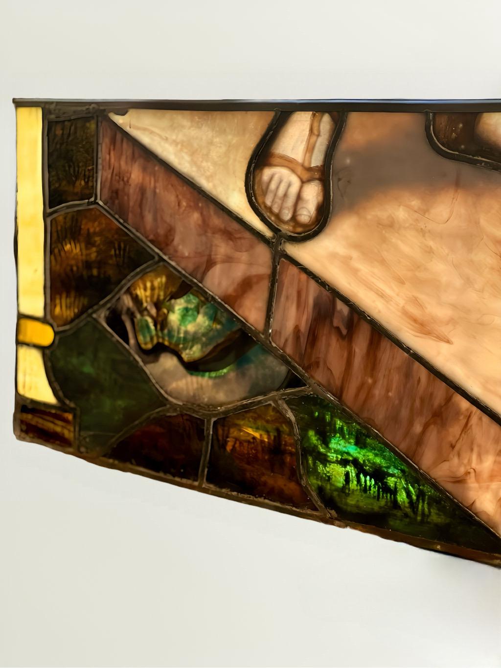 William Reith Buntglas- Kirchenfensterpaneel oder Transom aus dem 19. Jahrhundert im Zustand „Gut“ im Angebot in Doylestown, PA