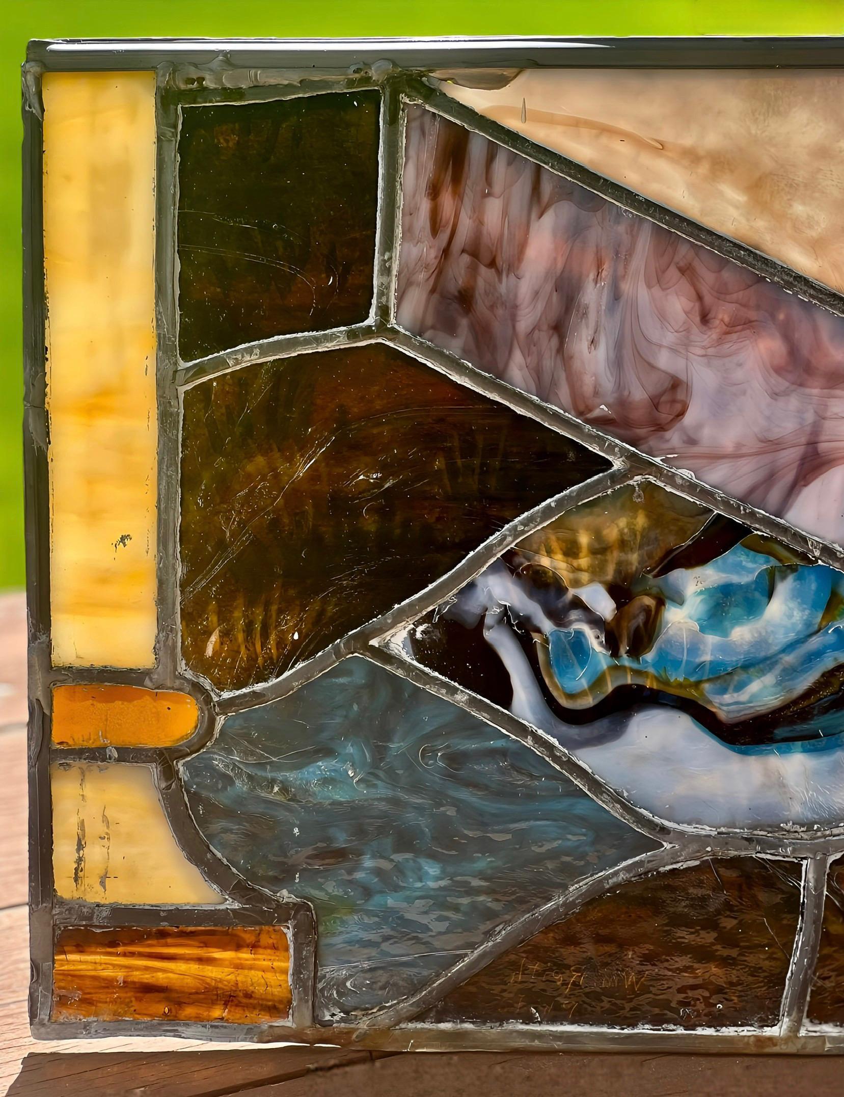 William Reith Buntglas- Kirchenfensterpaneel oder Transom aus dem 19. Jahrhundert im Angebot 1