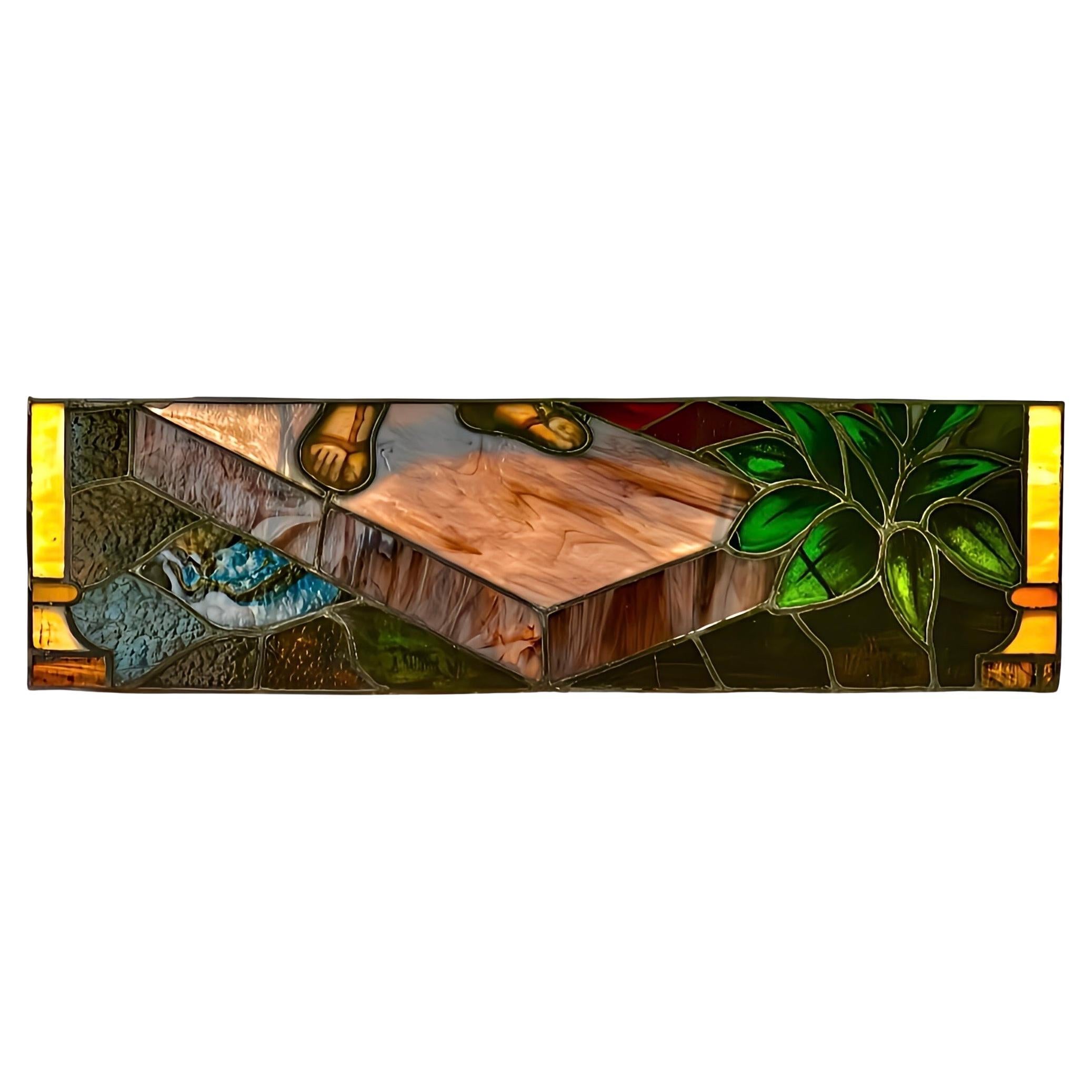 Panel o travesaño de vidriera de iglesia William Reith del siglo XIX