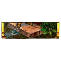 19th Century William Reith Stained Glass Church Window Panel or Transom