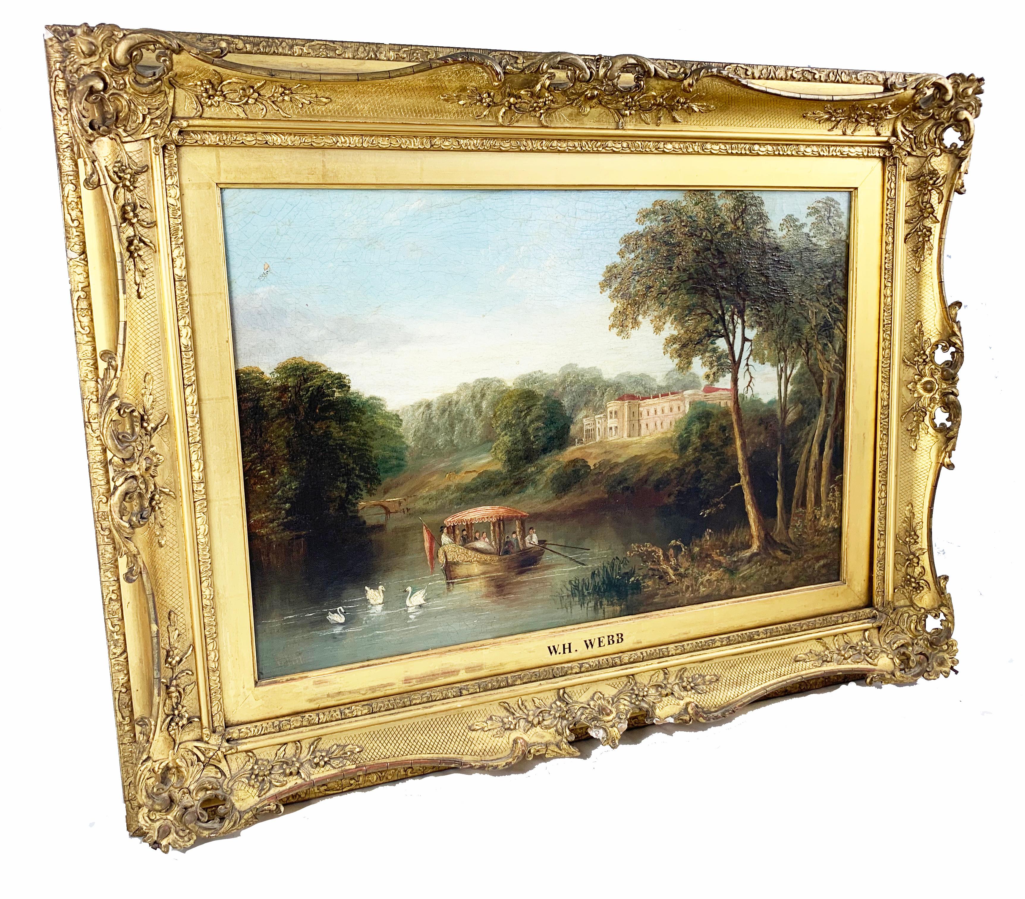 Hand-Painted 19th Century William Webb Oil Painting on Canvas Landscape