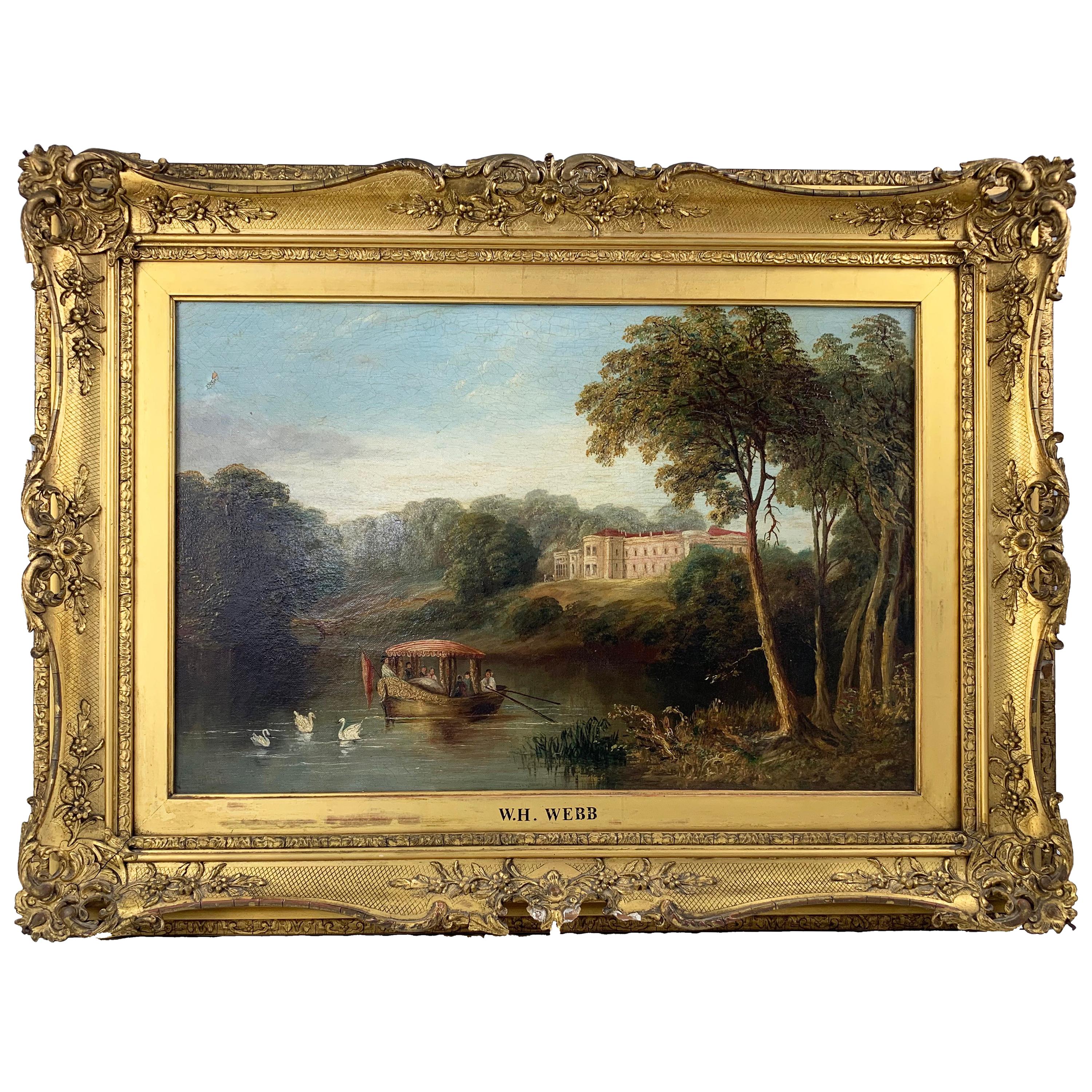 19th Century William Webb Oil Painting on Canvas Landscape