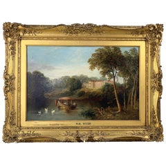 Antique 19th Century William Webb Oil Painting on Canvas Landscape