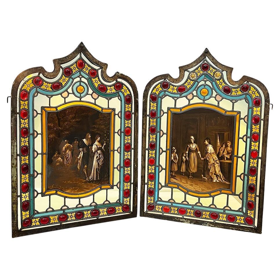 19th Century Window panels in stained glass  For Sale