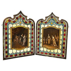 Antique 19th Century Window panels in stained glass 