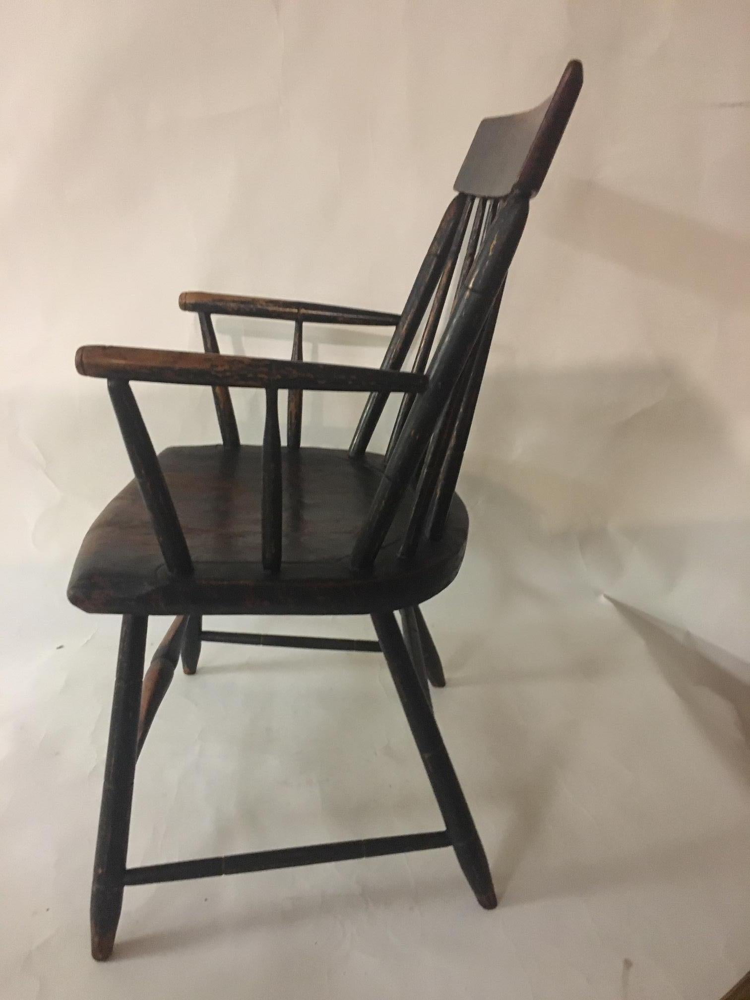 19th Century Windsor Armchair in Petite Size with Original Milk Paint 3