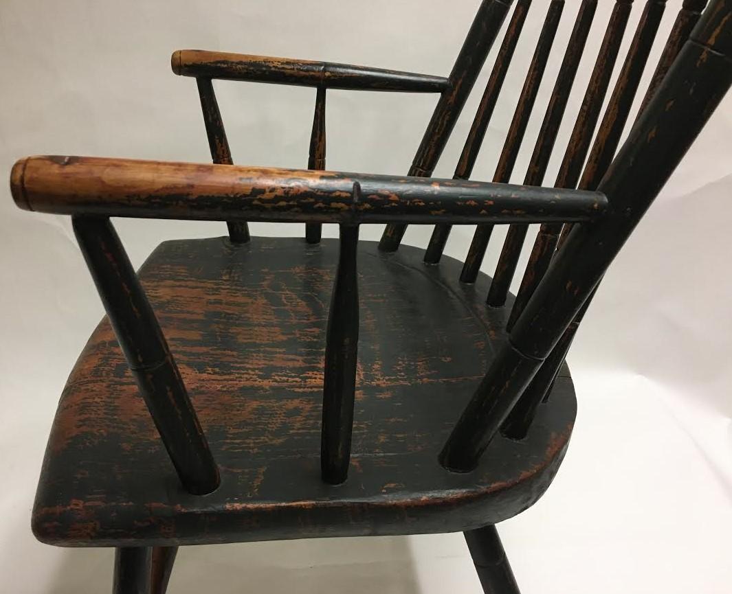 19th Century Windsor Armchair in Petite Size with Original Milk Paint 2