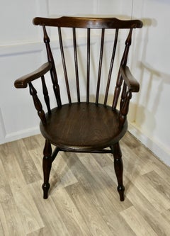 19th Century Windsor Country Penny Seat Carver Chair