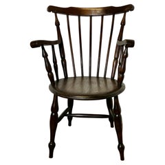 Antique 19th Century Windsor Country Penny Seat Carver Chair