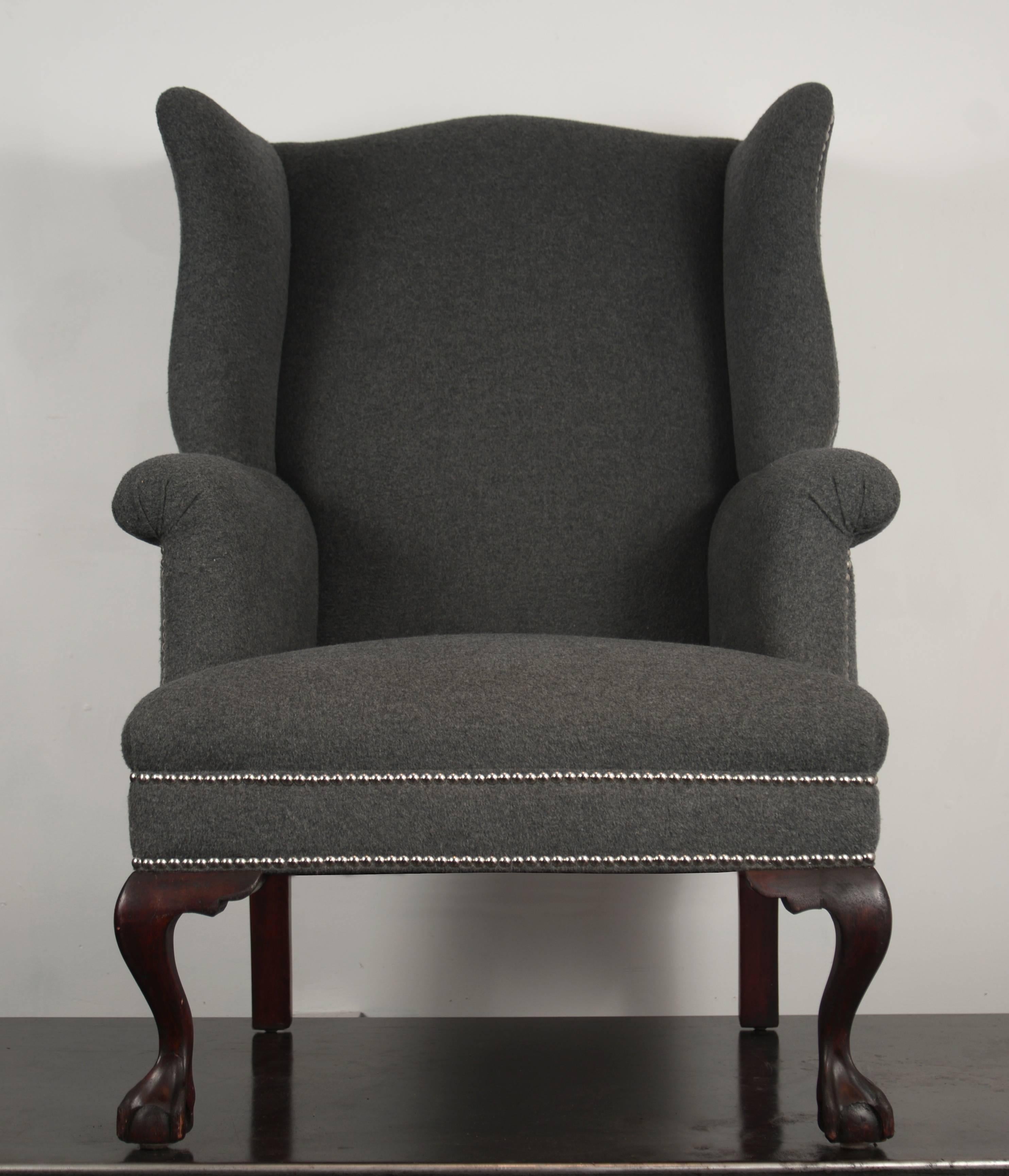 Upholstery 19th Century Wingback Chairs in Cashmere/Wool Blend For Sale