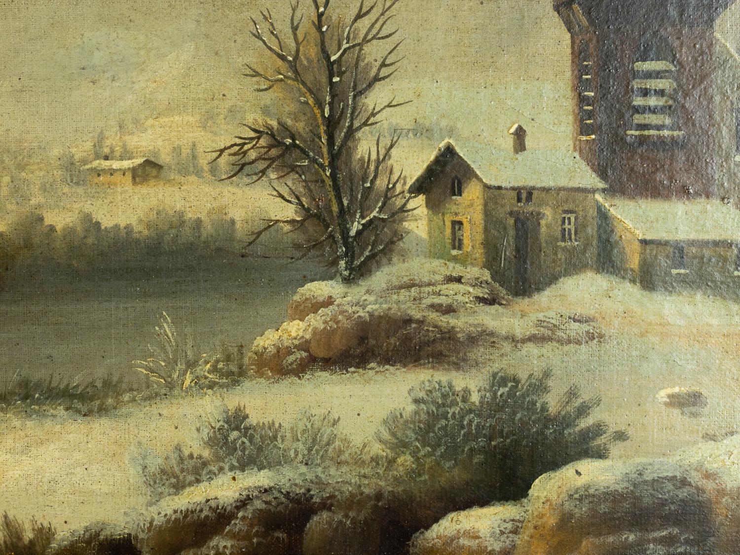 Tela Pittura d'inverno, Paesi Bassi, (XIX secolo) in vendita