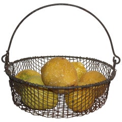 Cesta de alambre del siglo XIX con limones de seis piedras