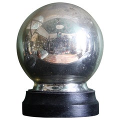 19th Century Witches Optical Scientific Mirror Ball & Ebonised Stand