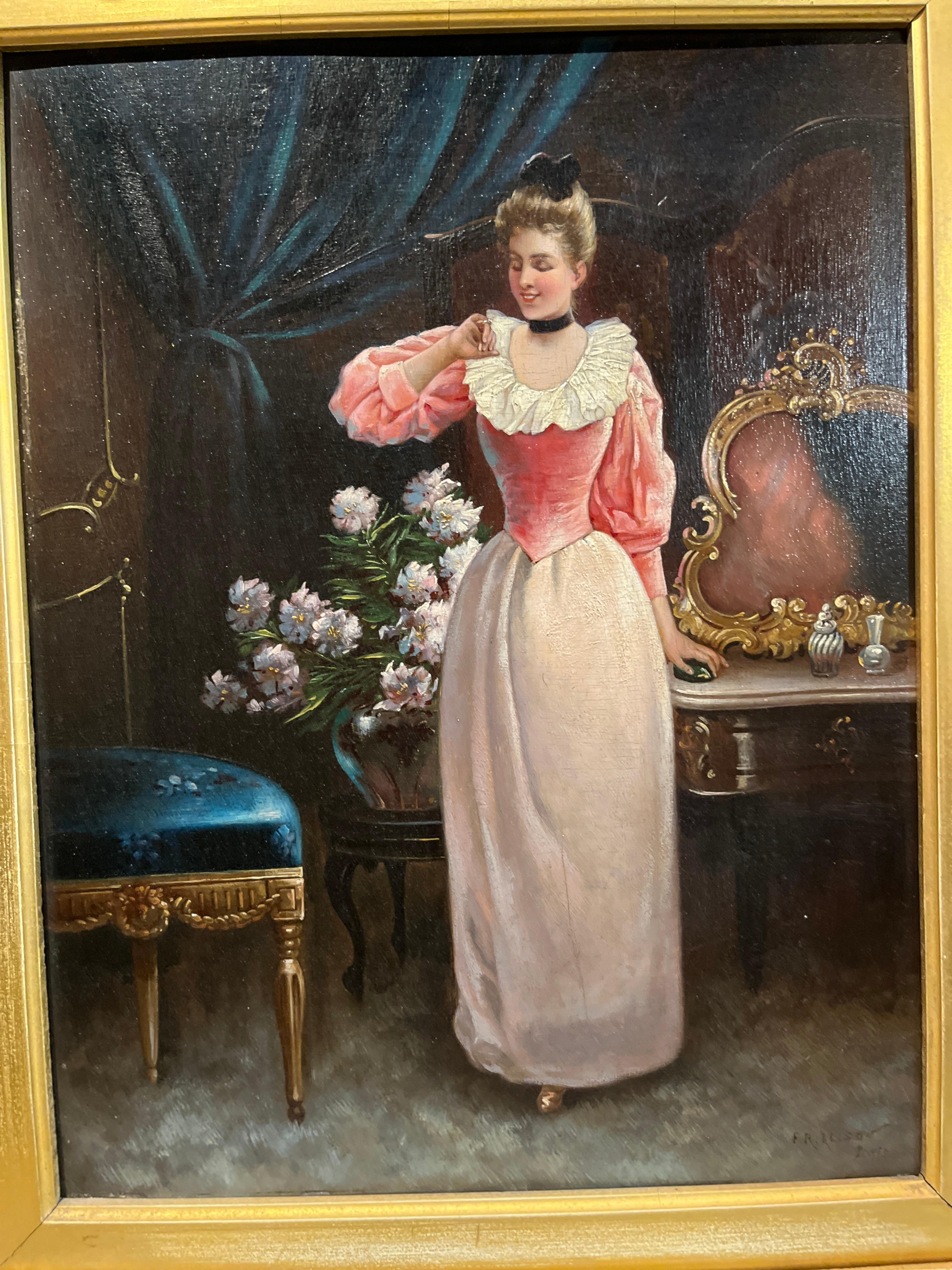 „Frau, die einen Ring betrachtet“, 19. Jahrhundert, von F.R. Alison (Napoleon III.) im Angebot