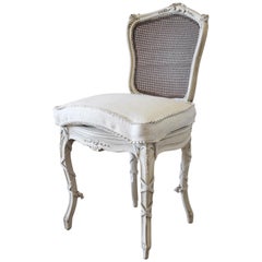 19th Century Wood and Cane Back French Country Style Vanity Chair