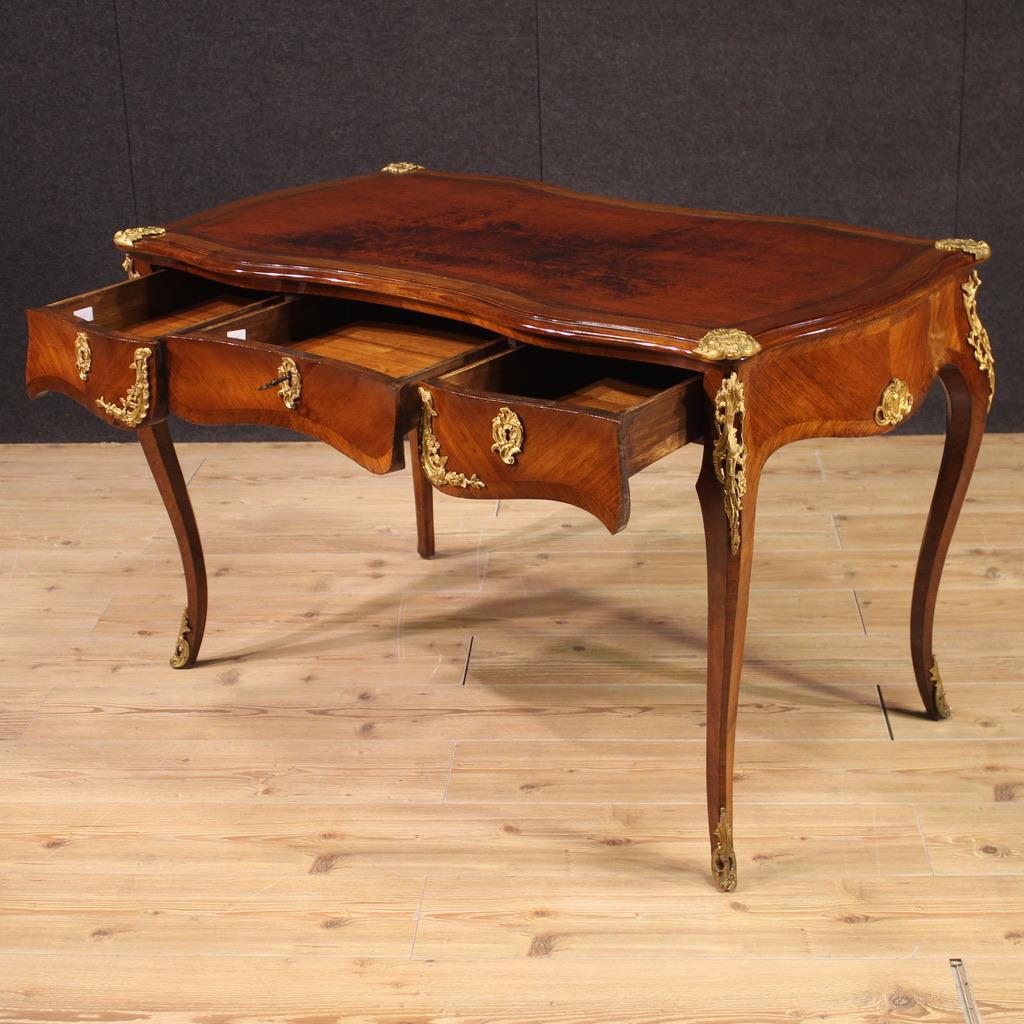 19th Century Wood and Gold Bronze French Antique Napoleon III Writing Desk, 1880 For Sale 8