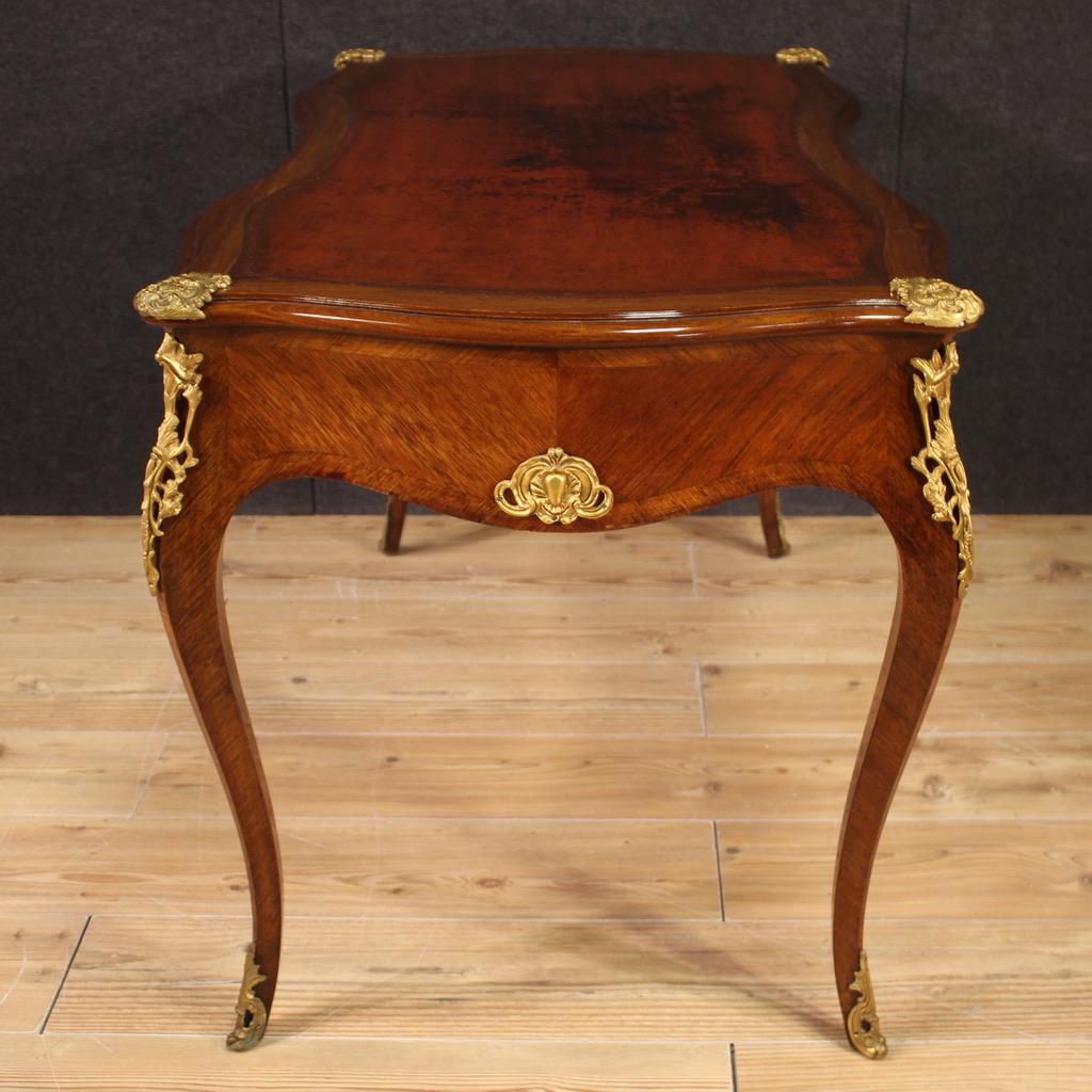 19th Century Wood and Gold Bronze French Antique Napoleon III Writing Desk, 1880 For Sale 2