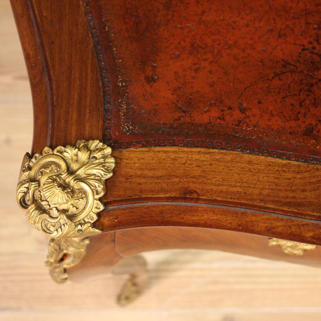 19th Century Wood and Gold Bronze French Antique Napoleon III Writing Desk, 1880 For Sale 3