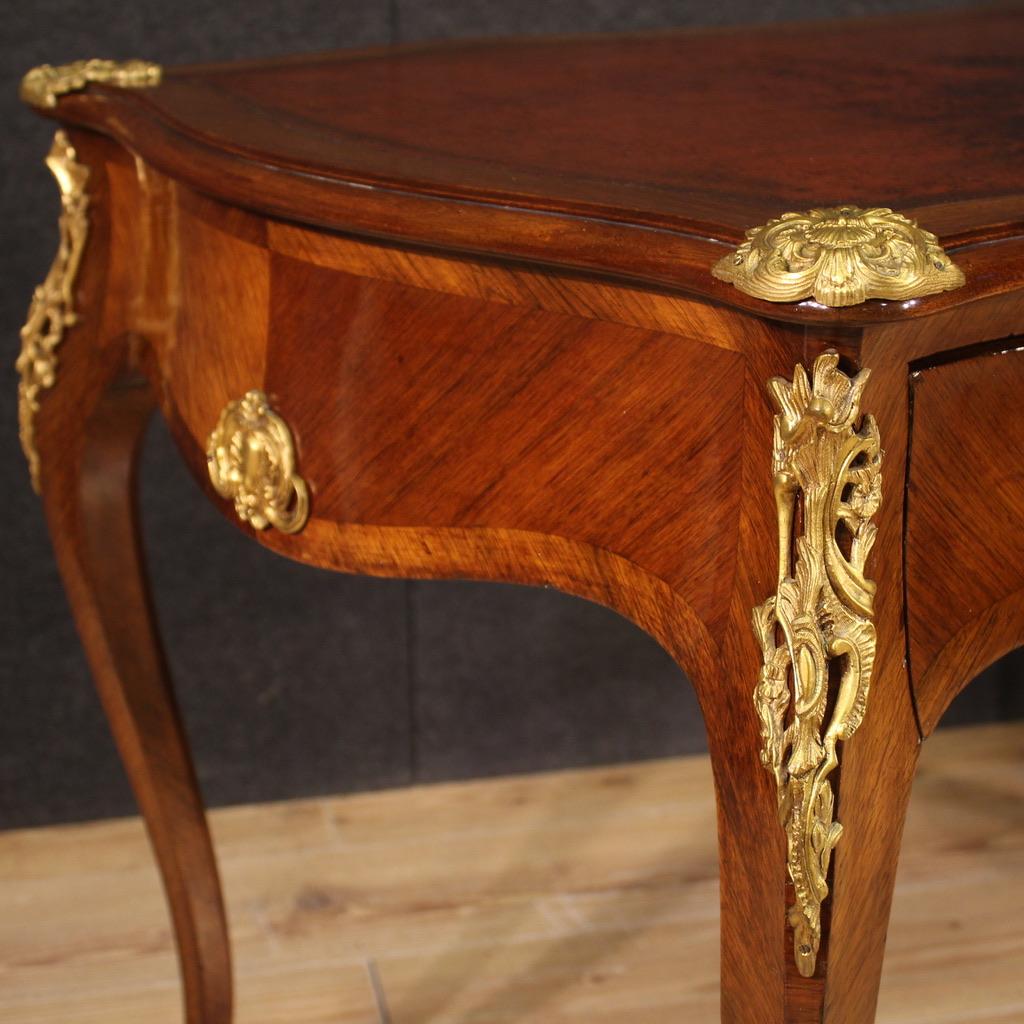 19th Century Wood and Gold Bronze French Antique Napoleon III Writing Desk, 1880 For Sale 4