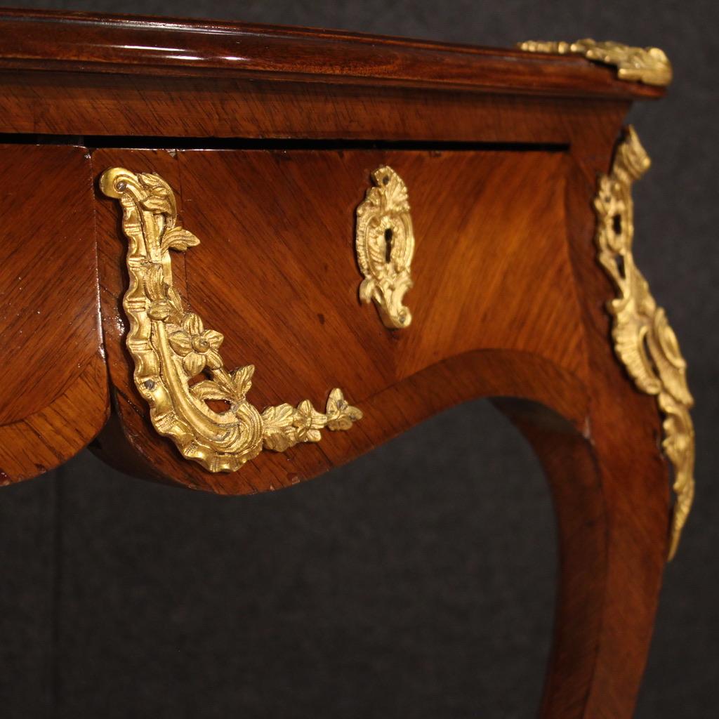 19th Century Wood and Gold Bronze French Antique Napoleon III Writing Desk, 1880 For Sale 5