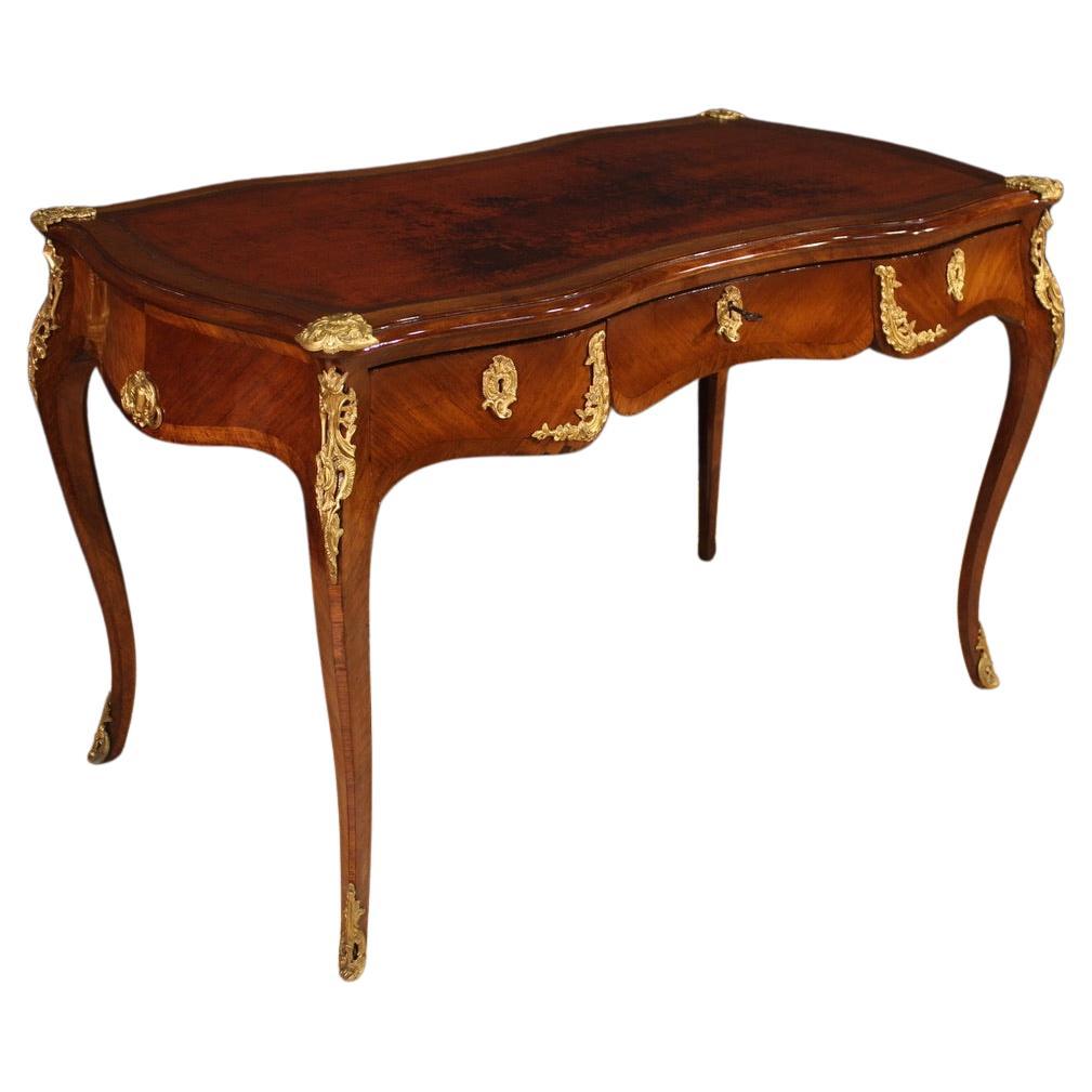 19th Century Wood and Gold Bronze French Antique Napoleon III Writing Desk, 1880 For Sale