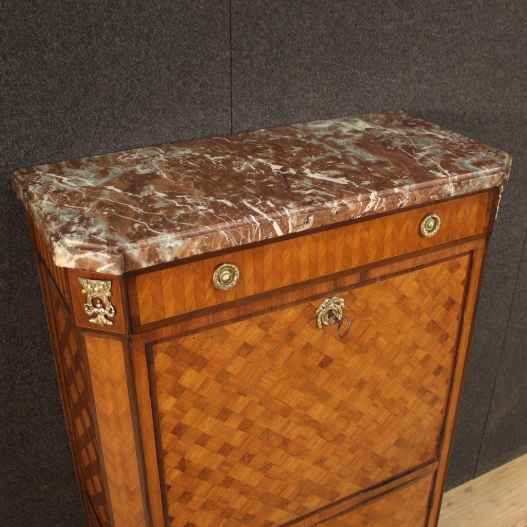 19th Century Wood and Marble Antique French Secrétaire Bureau Desk, 1820 In Good Condition For Sale In Vicoforte, Piedmont