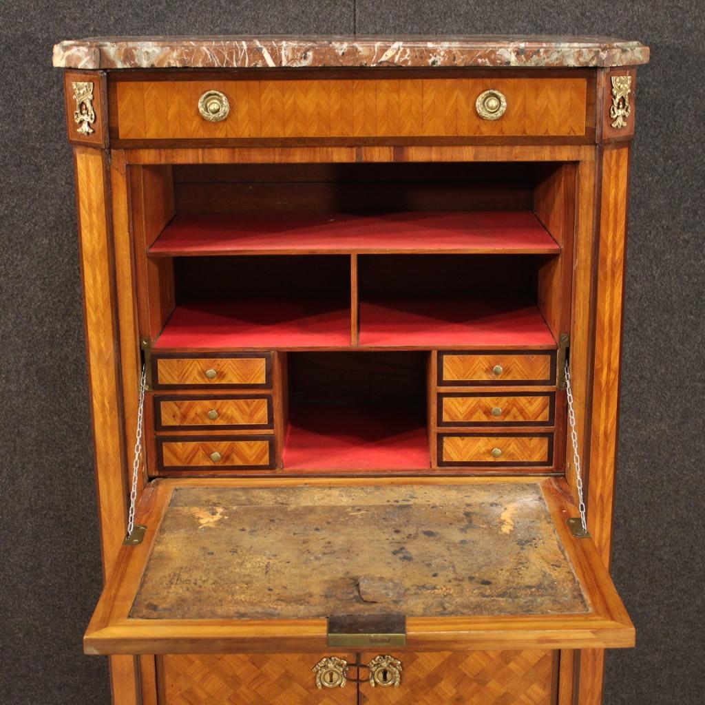 19th Century Wood and Marble Antique French Secrétaire Bureau Desk, 1820 For Sale 4