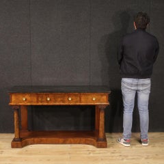 19th Century Wood and Marble Top French Empire Console Table, 1880
