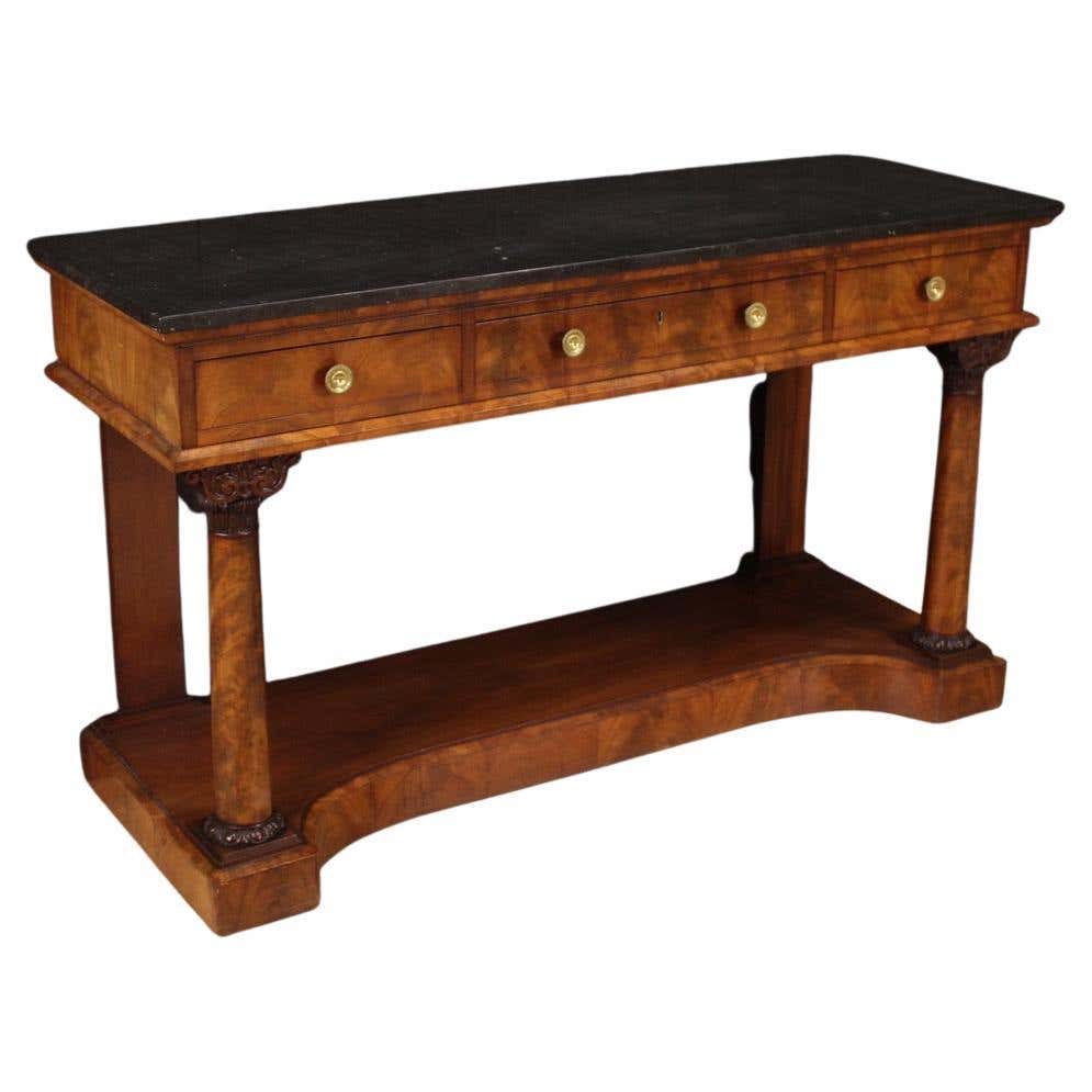 19th Century Wood and Marble Top French Empire Console Table, 1880 For ...