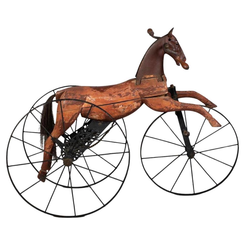 19th Century Wood and Metal Hobby Horse Tricycle