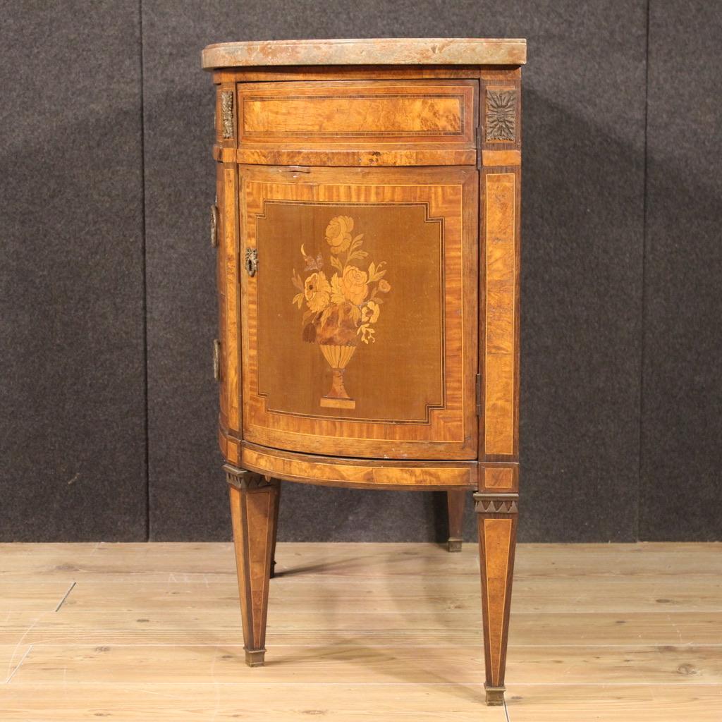 Mahogany 19th Century Wood Antique French Half-moon Chest Of Drawers, 1870s For Sale