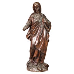 19th Century Wood Antique Religious Madonna French Sculpture, 1850s