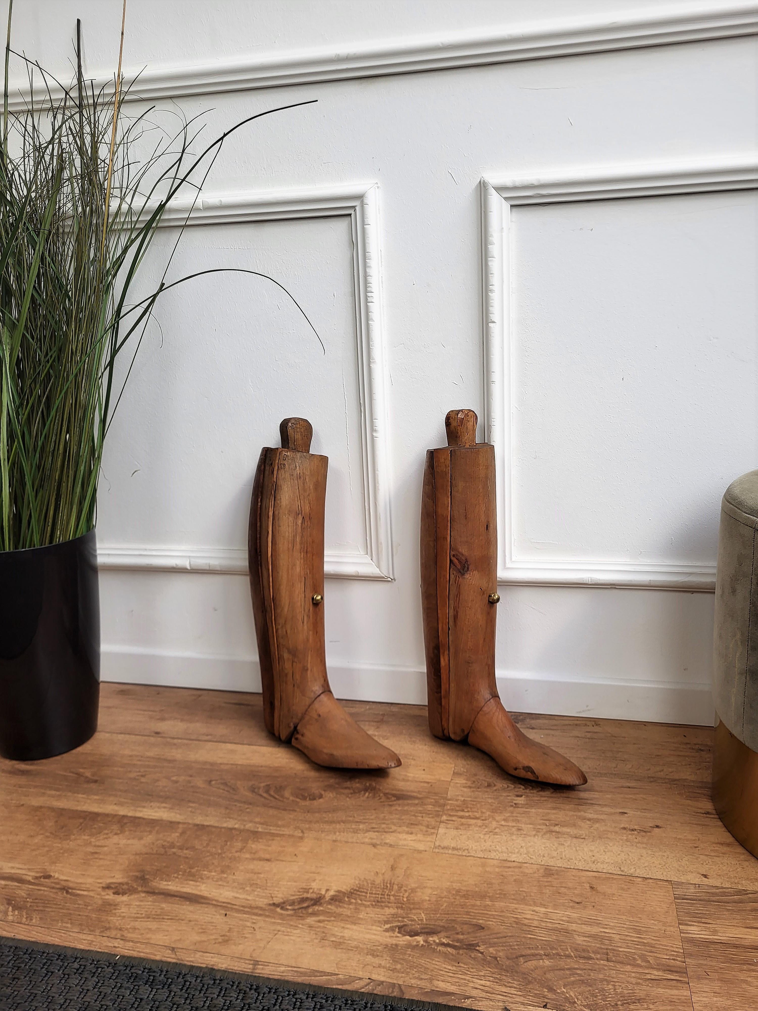 19th century wooden riding boot trees, molds or forms. Great decorative and conversational piece, ideal for decorative purpose.