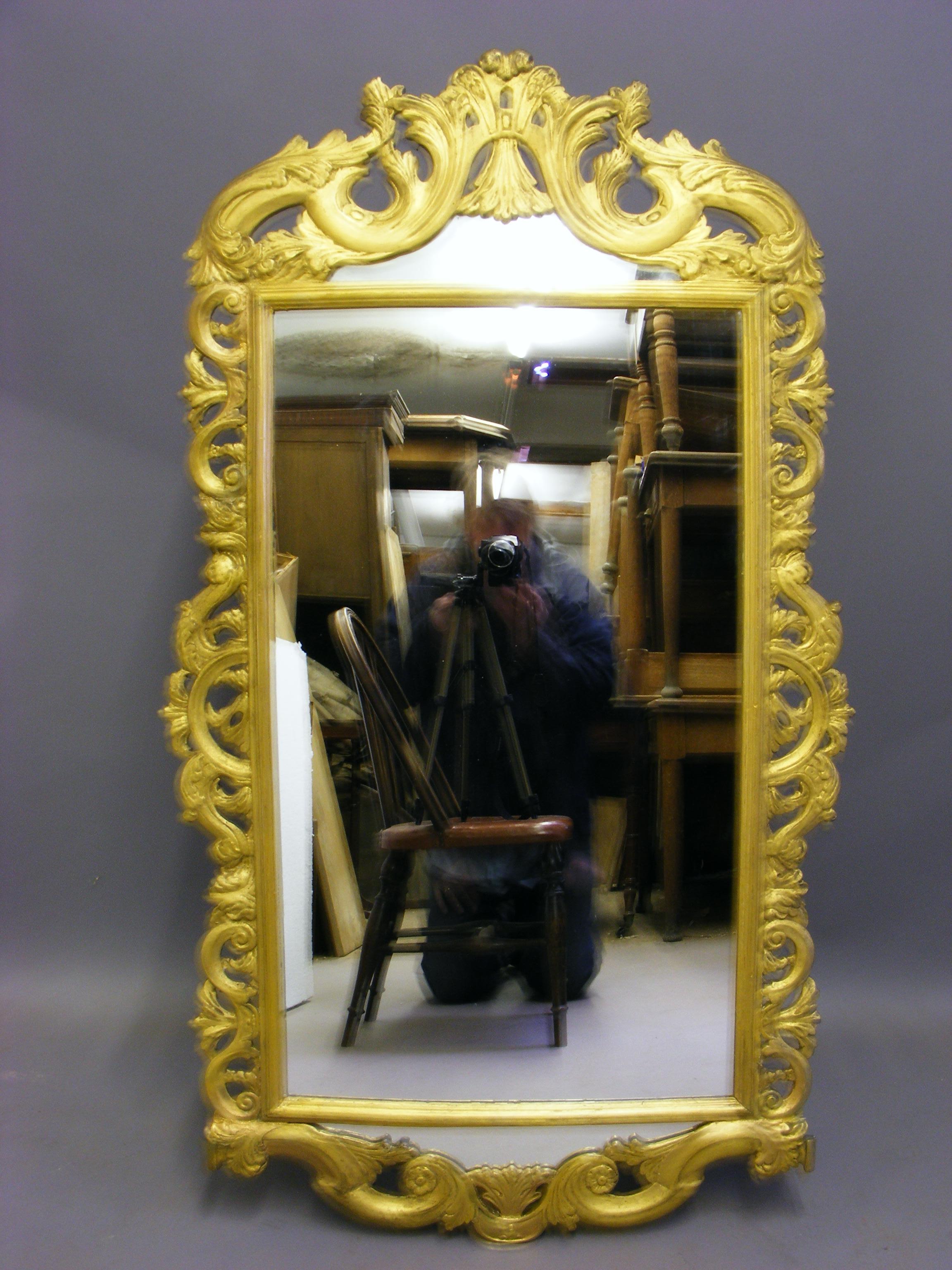 European 19th century wood carved and gilt mirror For Sale