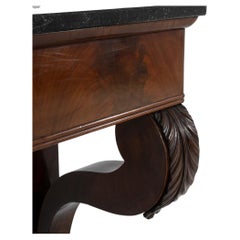 19th Century Wood Charles X Mahogany Console Table With Blue Stone Top