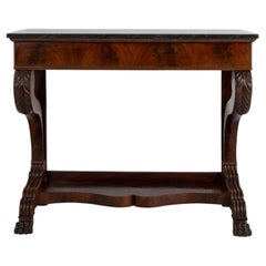 19th Century Wood Charles X Mahogany Console Table With Blue Stone Top