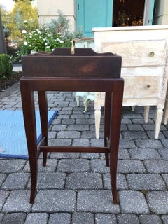 19th Century Wood Cutlery Tray on Stand with Brass Mounts