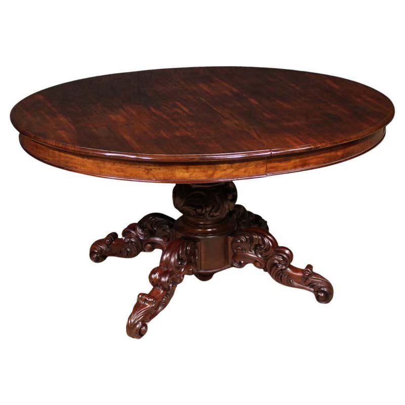 Dutch Colonial Oval Pedestal Dining Table with Scrolling Base, Late ...