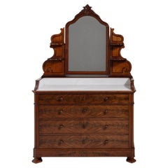 19th Century Wood Eclectic Mahogany Dressing Table with Marble Top